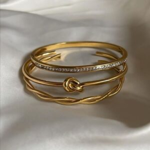 Stoned and spiral bracelets